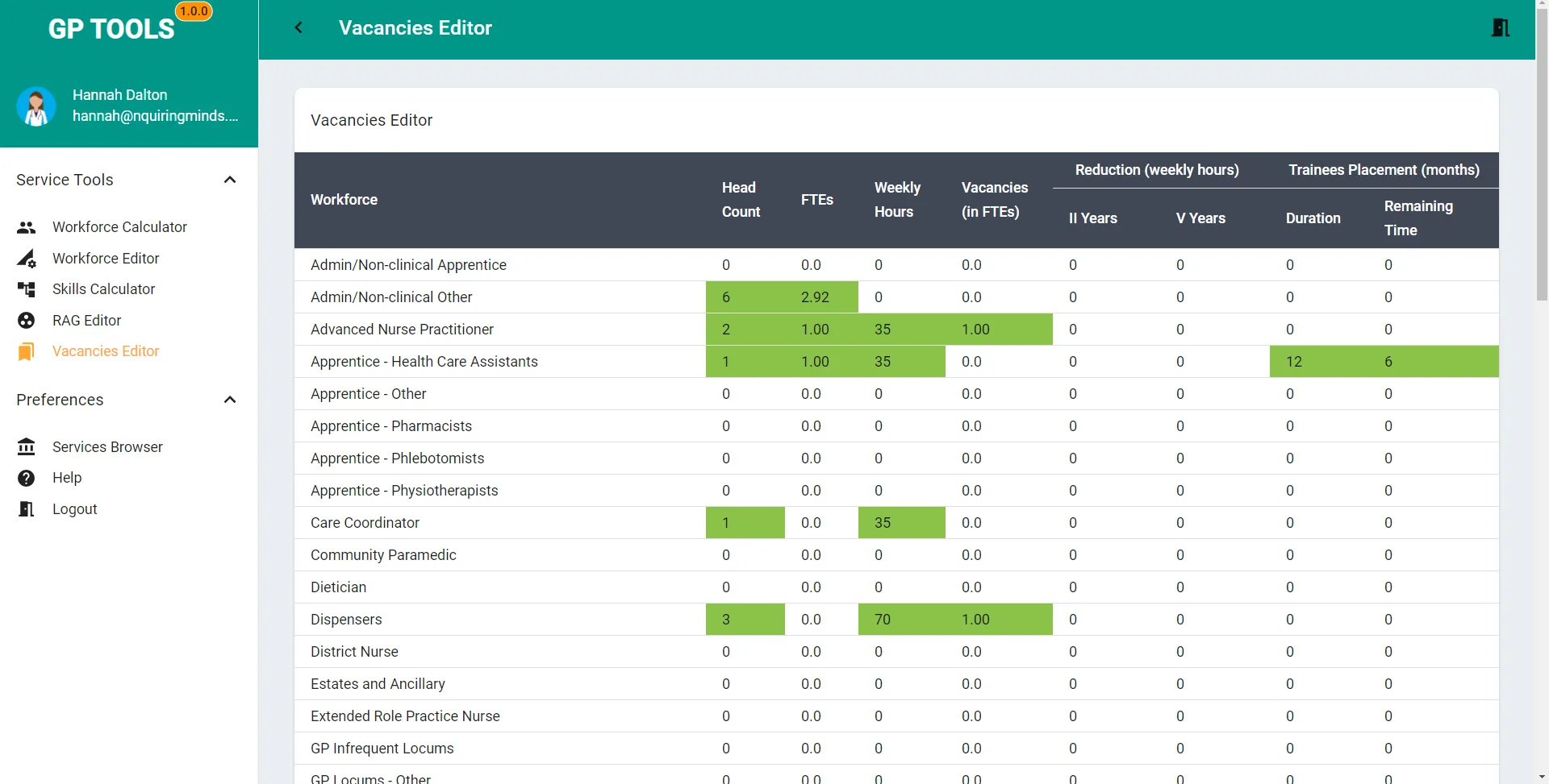 Vacancies editor