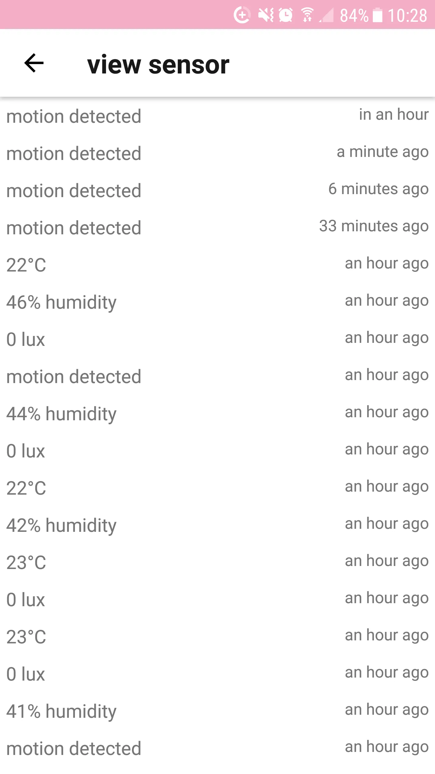 In-home sensor history