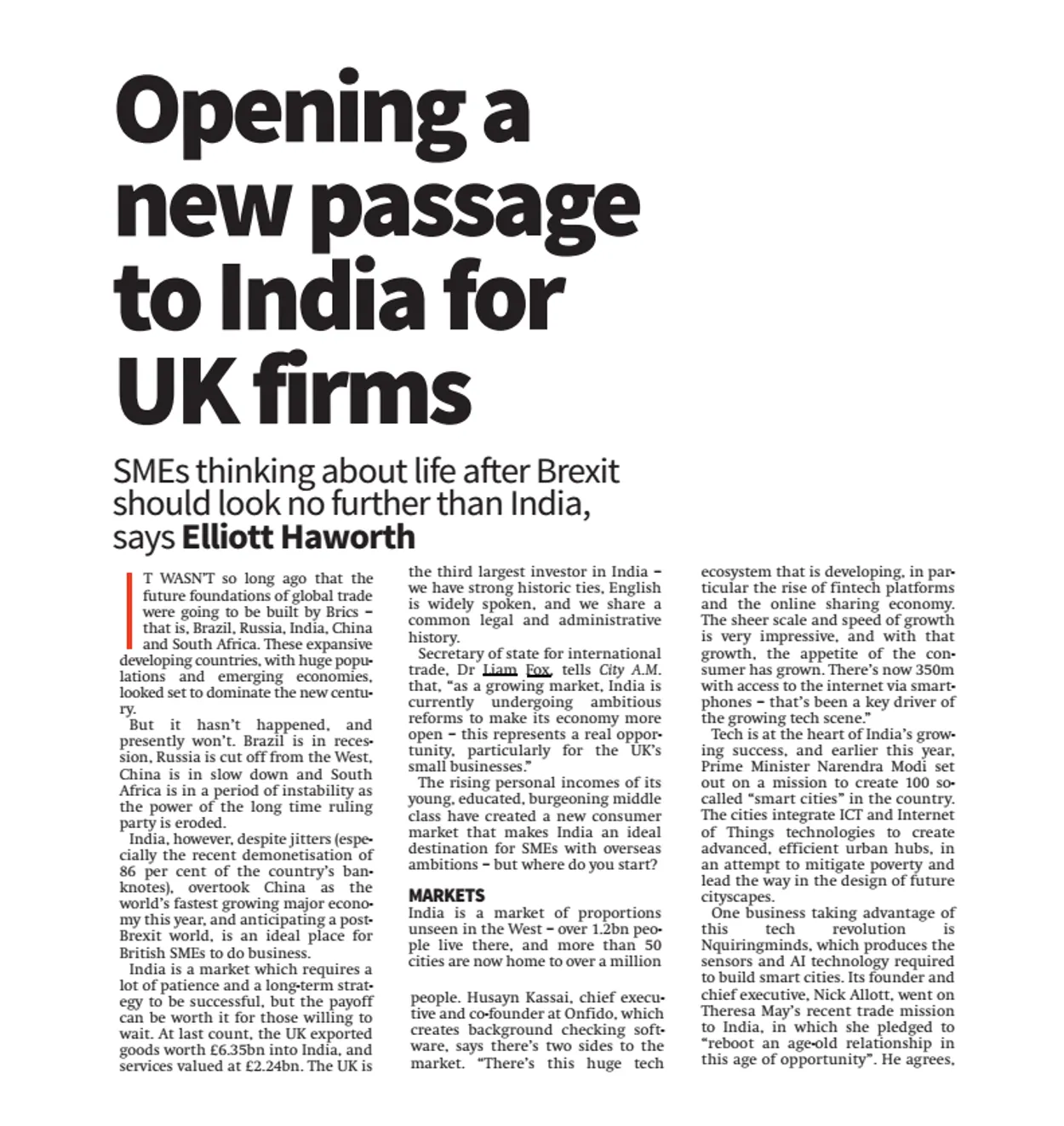 Cover for NquiringMinds Featured in City AM