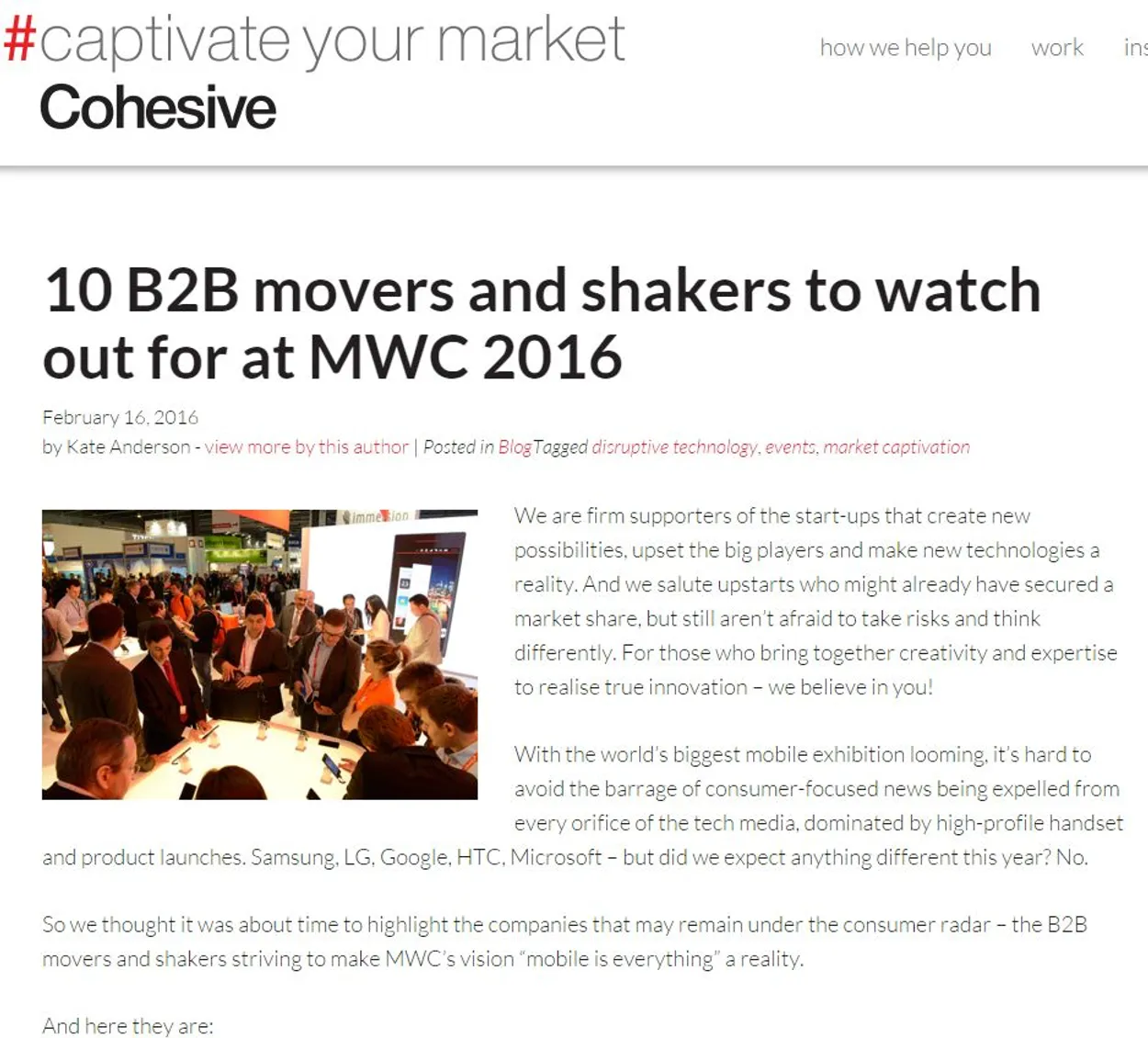 Cover for Our #MWC16 Highlights: 1) Top 10 B2B movers and shakers @wearecohesive 2) @UKTI selected as three Best of British 3) #IoTUKBoost winner